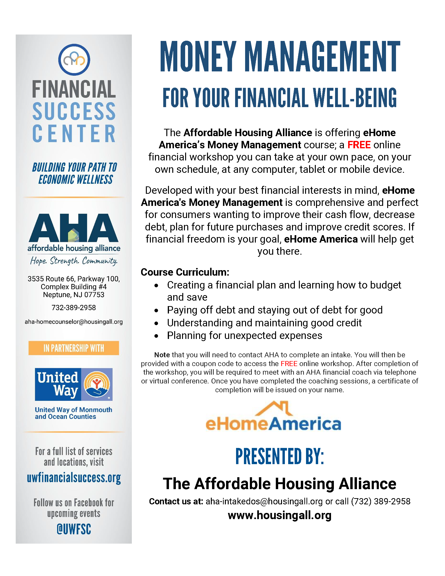 MONEY MANAGEMENT FOR YOUR FINANCIAL WELL-BEING FLIER.