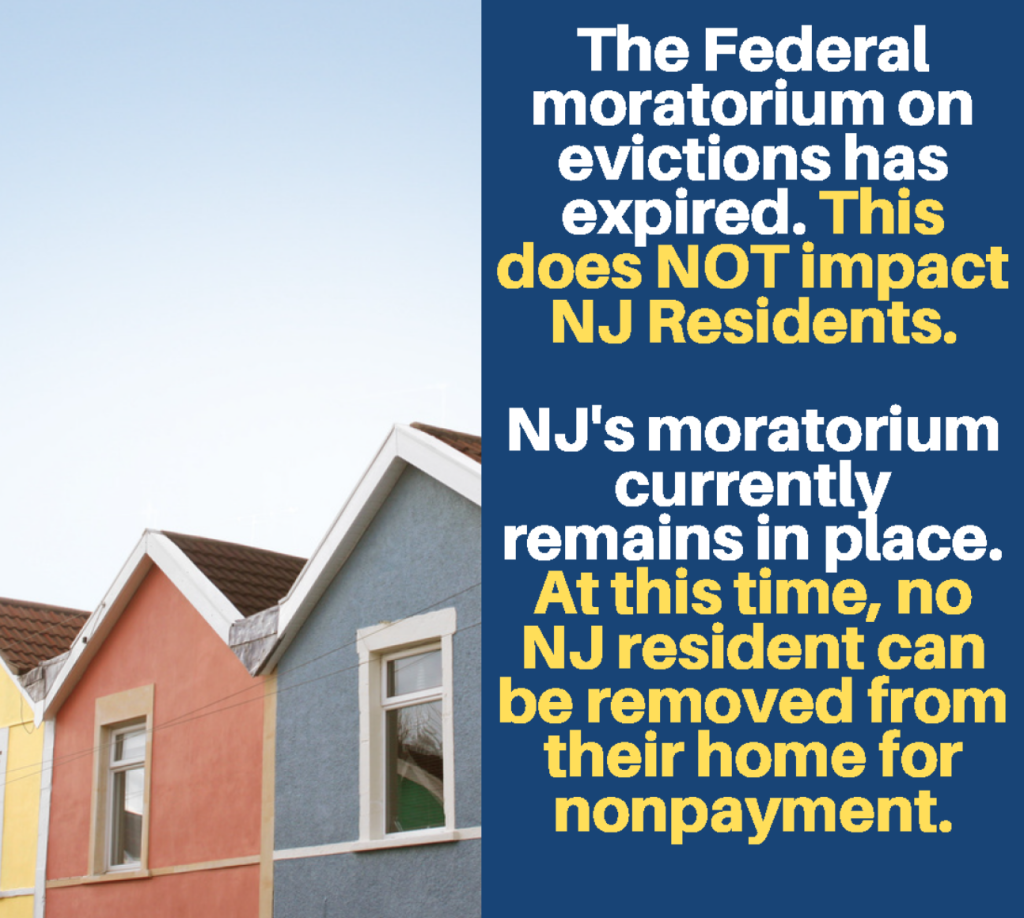 Graphic explaining that the federal eviction moratorium does not effect New Jersey.