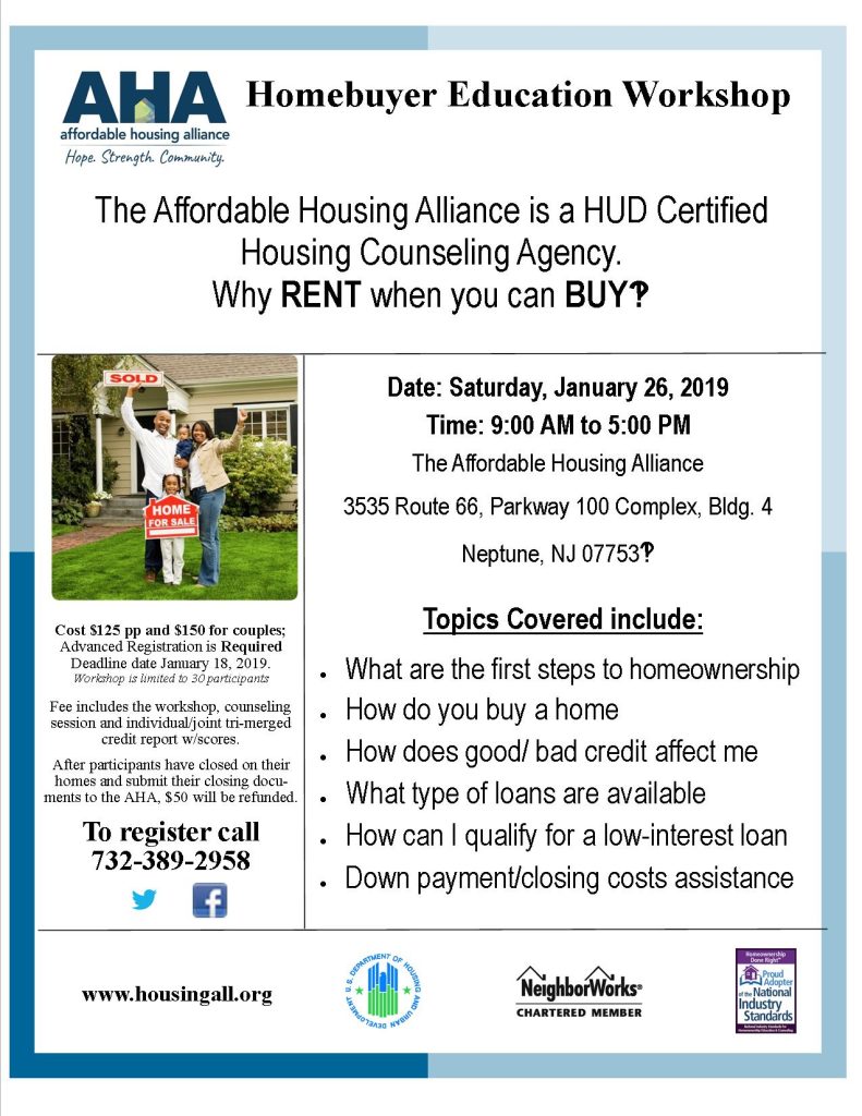 2019 Homebuyer Education Workshop Flier.